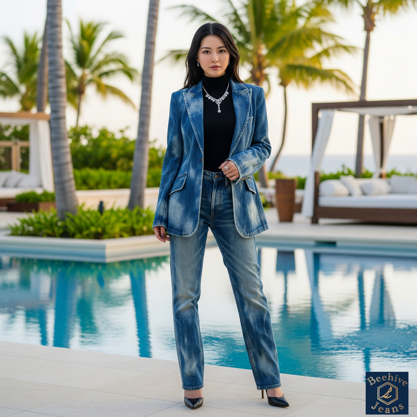 【Women's JACKET】The Hive Jacket - Indigo Grace-女性のためのカジュアルなテーラードジャケット🇯🇵