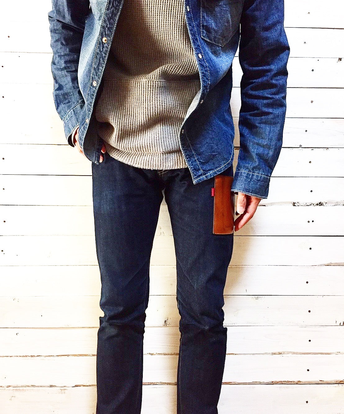 【MOBILE POCKET】Genuin Leather 14OZ Selvedge stretch JEANS🇯🇵